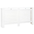 MDF White Painted Slatted Radiator Cover Cabinet with Display Shelf 172L x 19W x 81H cm - White