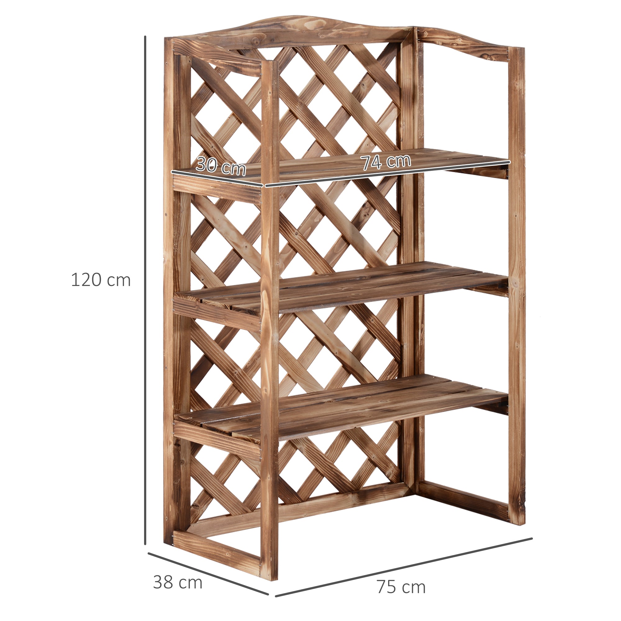 3-Tier Wooden Flower Stand Plant Holder Shelf Display Rack Pots Storage Outdoor Indoor 75 x 38 x 120cm