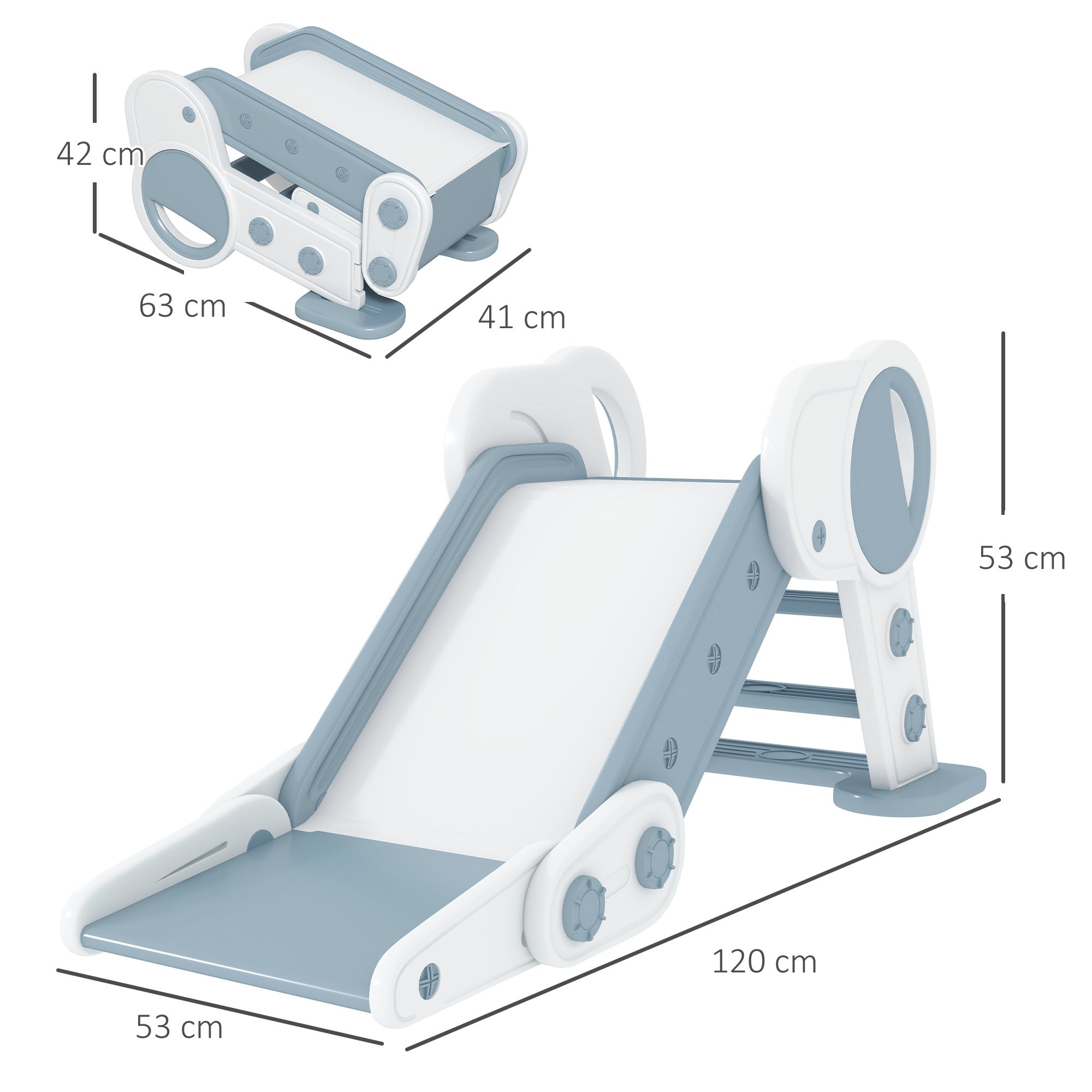 Foldable Kids Slide Indoor, Freestanding Baby Slide for 1.5-3 Years Old, Grey