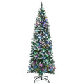 6' Prelit Slim Pencil Artificial Christmas Tree with 300 Colourful LED Lights and 618 Tips - Green