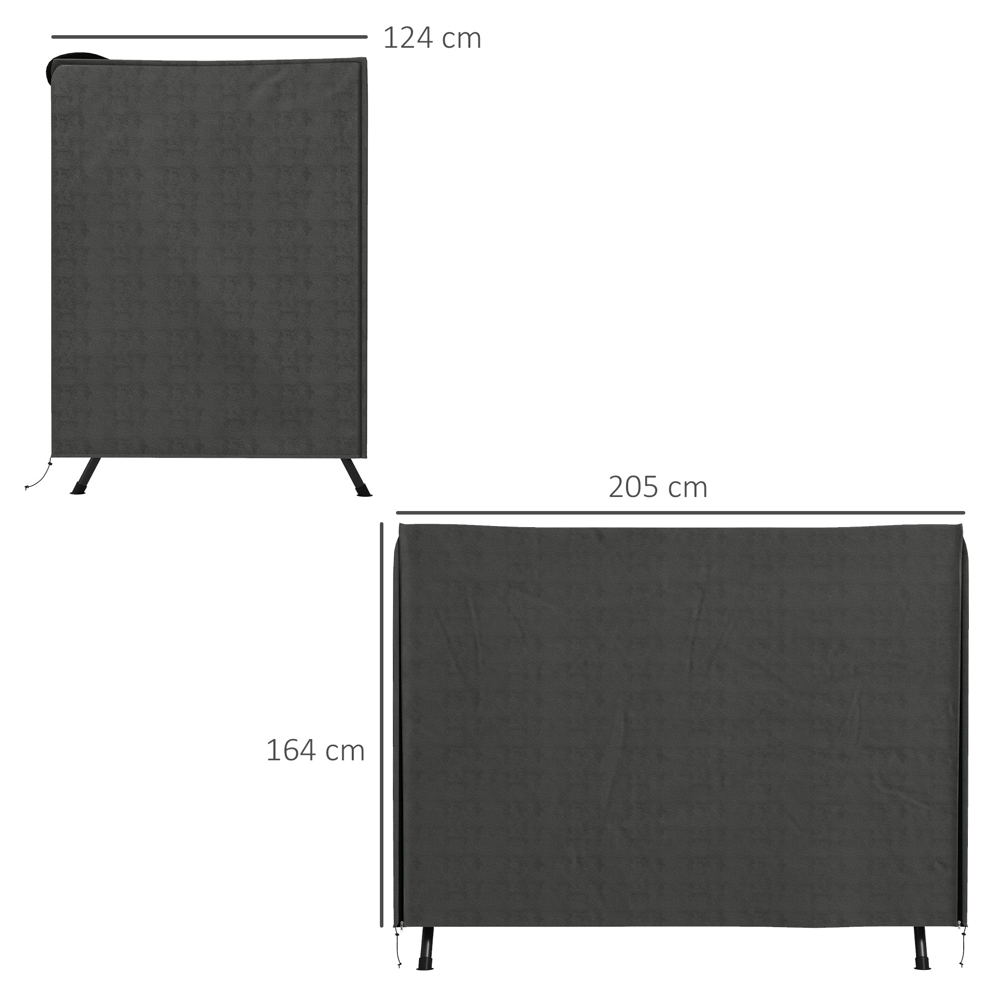 600D Oxford Patio Swing Chair Cover Outdoor Garden Furniture Rain Protection Protector Waterproof Anti-UV Dark Grey 205L x 124W x 164H cm