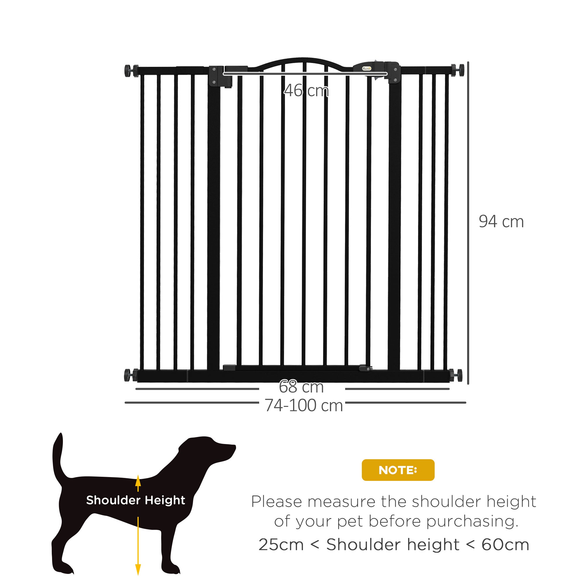 Metal Pet Safety Gate Dog Gate Folding Fence, Black