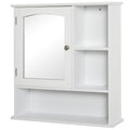 Wall Mount Bathroom Cabinet with Mirror and Adjustable Shelf - White