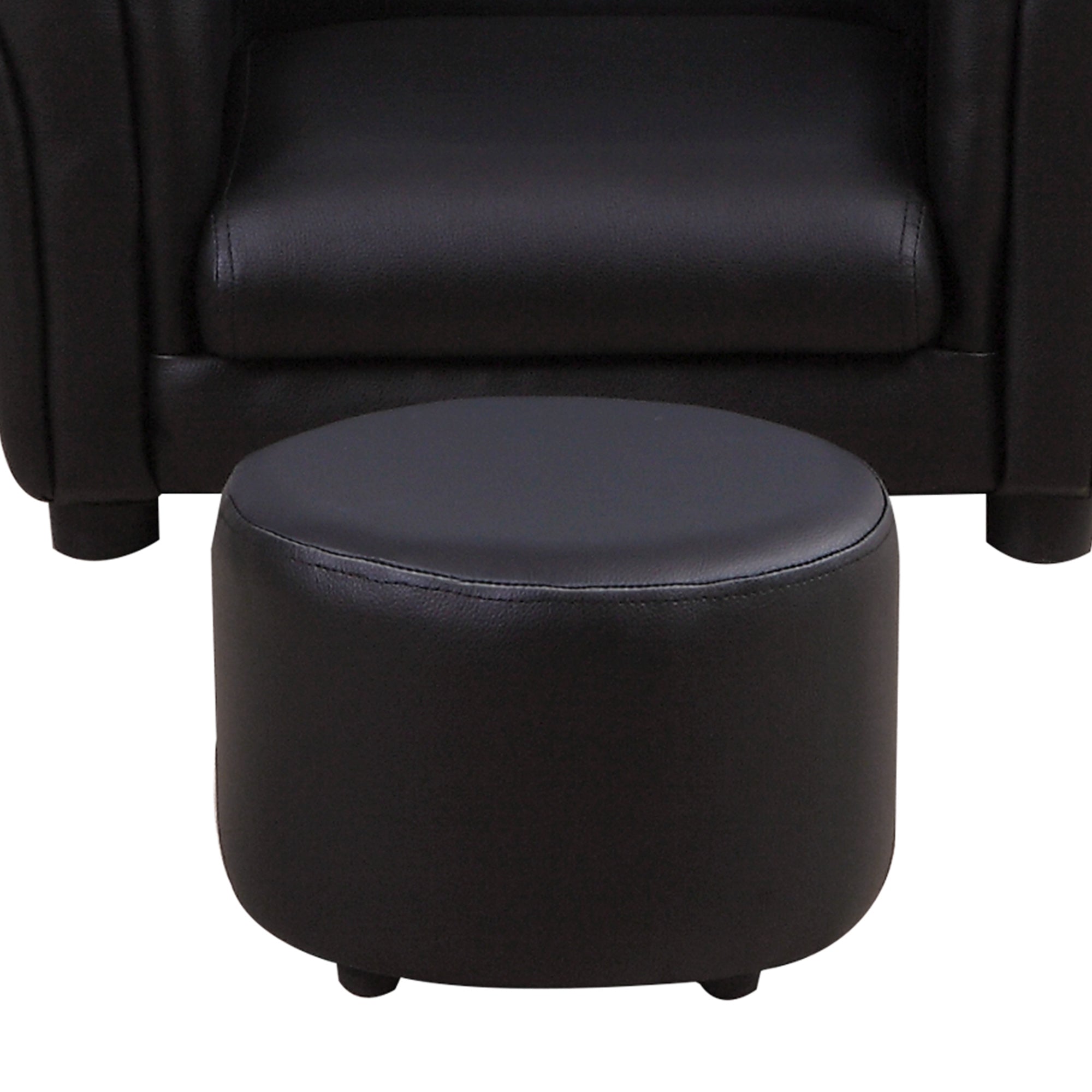 Toddler Chair Single Seater Kids Sofa Set, 54 x 42 x 41cm, Kids Sofa with Stool, Black