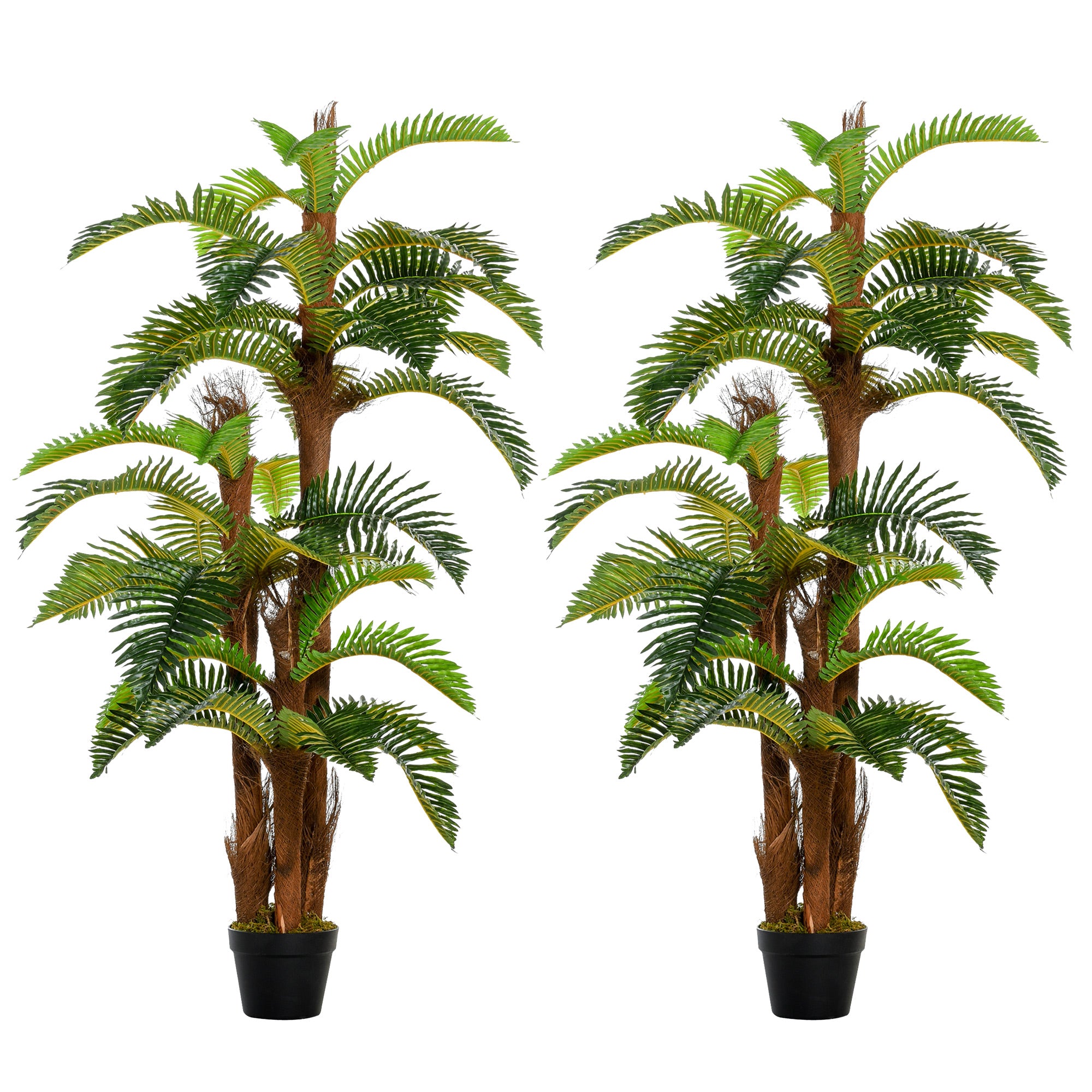 Set of 2 Artificial Plant Tropical Palm in Pot, Fake Plants for Home Indoor Outdoor Decor, 150cm, Green