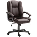 Swivel Mid Back Executive Office Desk Chair with Double-Tier Padding and Wheels - Brown