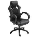 High Back Faux Leather Computer Office Swivel Chair with Wheels and Armrests - Black