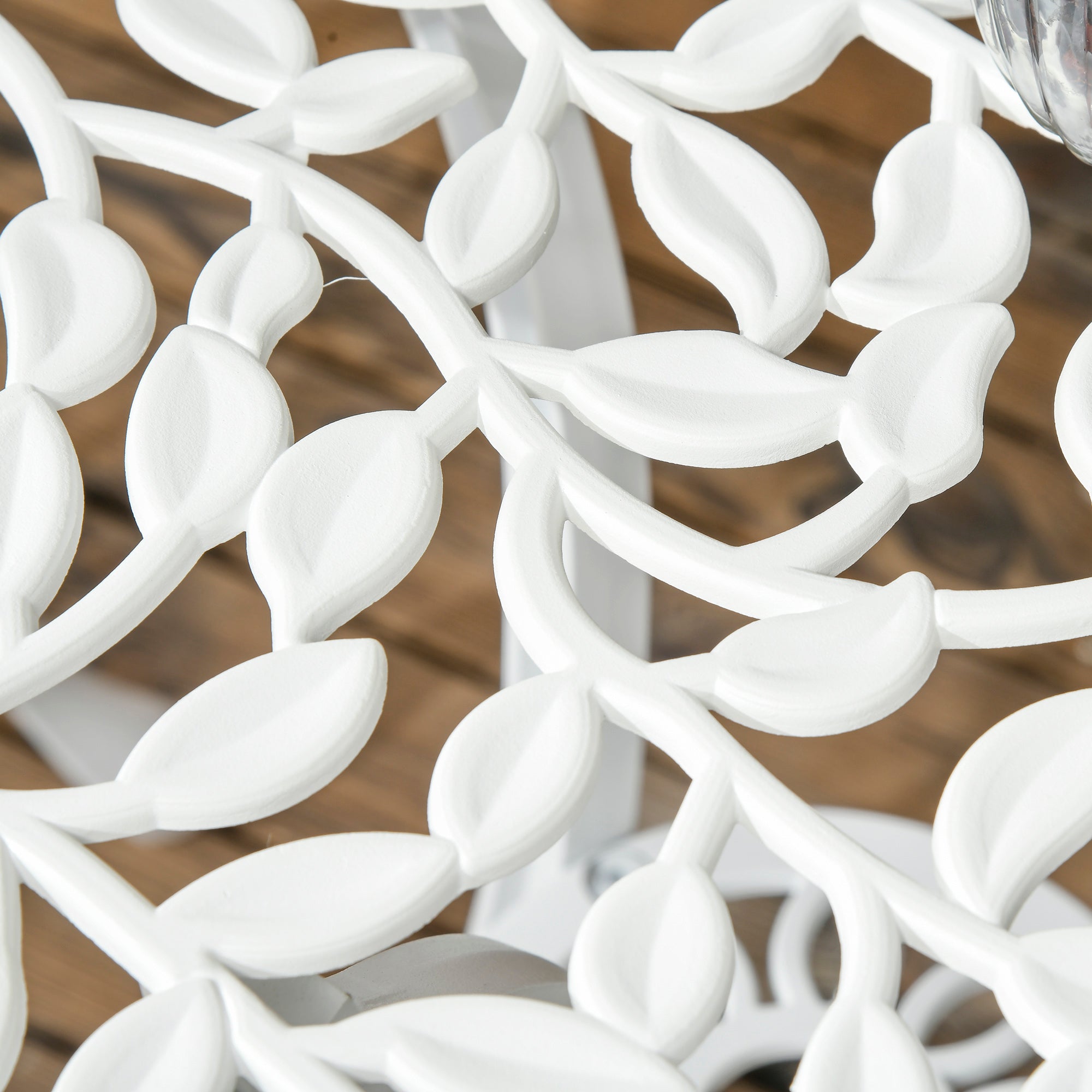 3 Piece Aluminium Bistro Set With Floral Design - Antique White