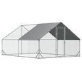 Large Walk-In Chicken Coop Run Cage 3x4x2m with Water-Resist Cover - Silver