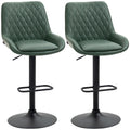 Set of 2 Adjustable Retro Swivel Bar Stools with High Back - Green