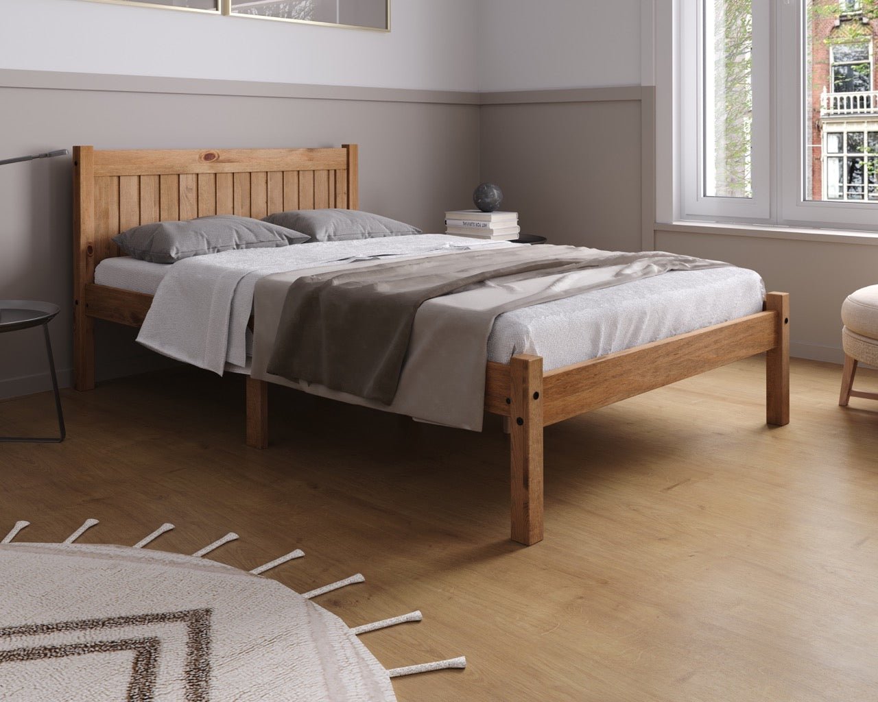 Rio Double Bed Brown - Bedzy UK modern and affordable home furniture England