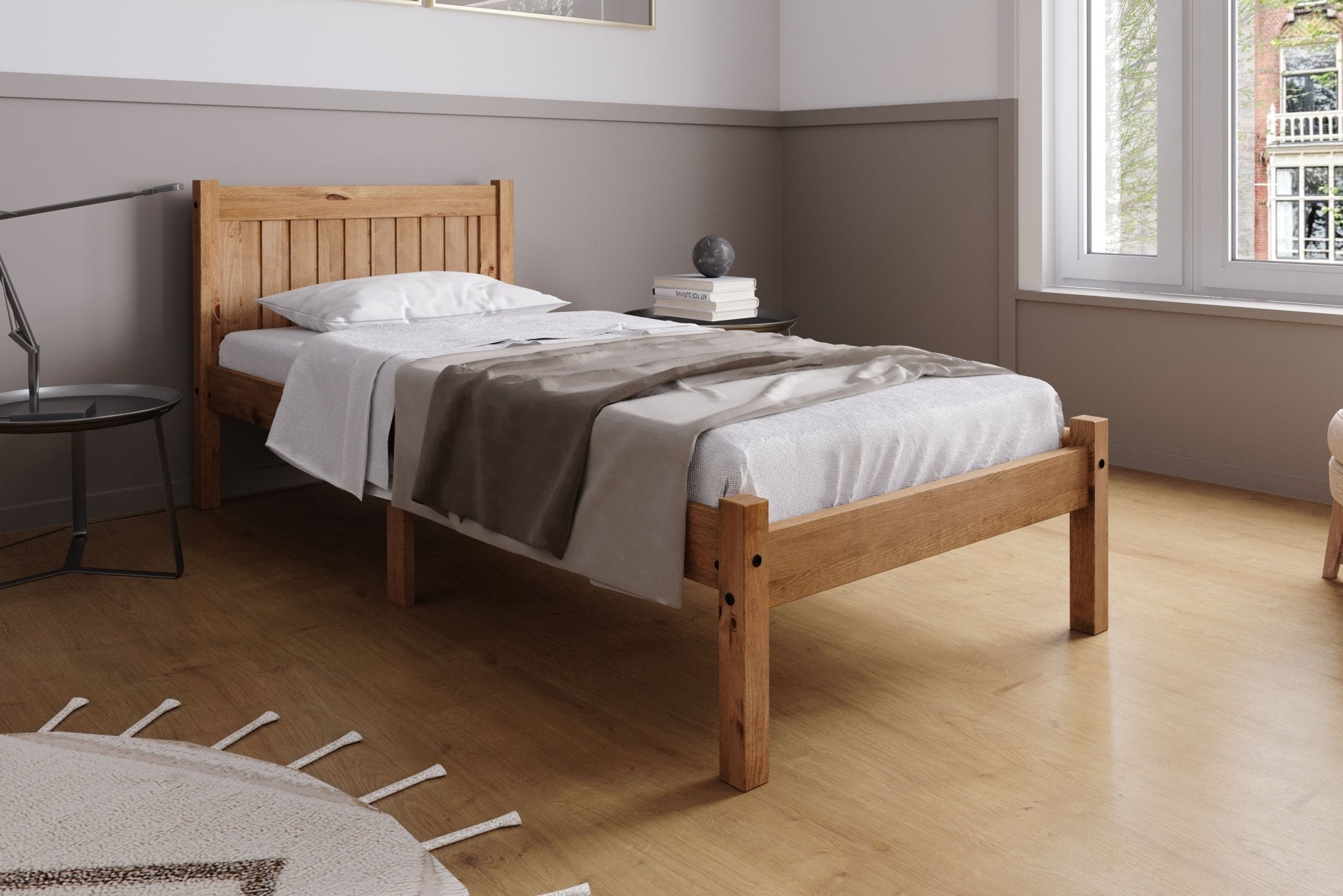 Rio Single Bed - Brown Pine - Bedzy UK modern and affordable home furniture England