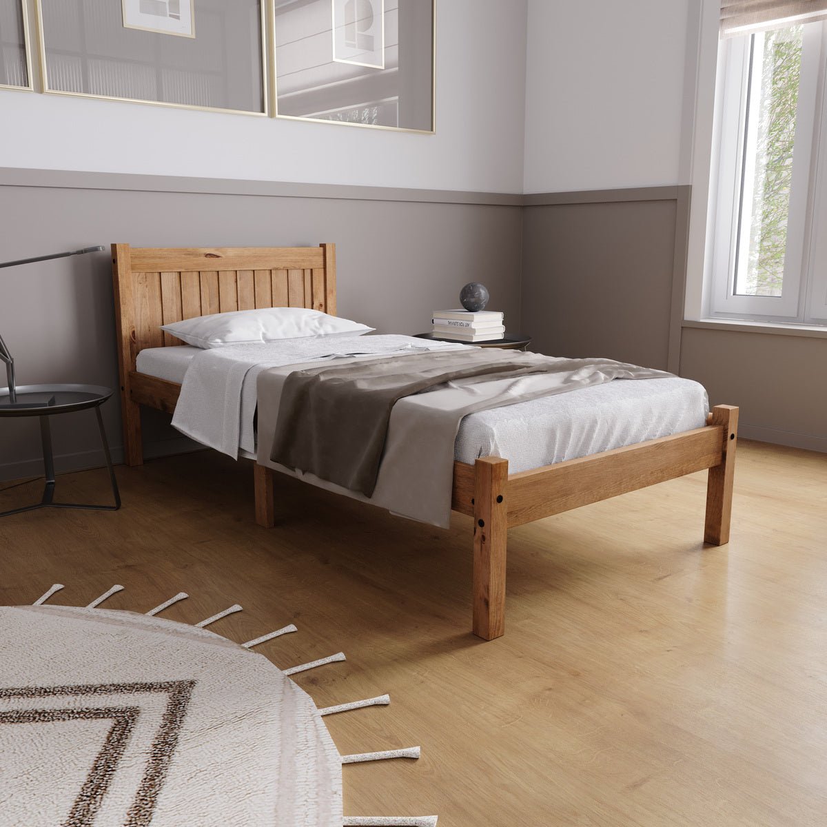 Rio Single Bed - Brown Pine - Bedzy UK modern and affordable home furniture England