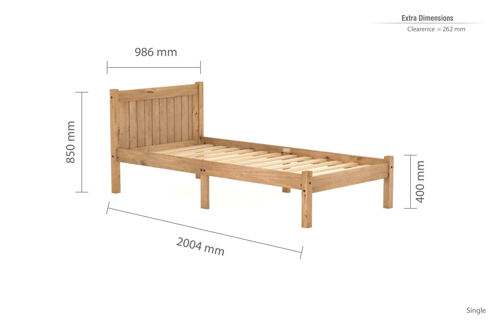 Rio Single Bed - Brown Pine - Bedzy UK modern and affordable home furniture England