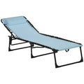 Folding Sun Lounger with 4-Position Adjustable Recliner for Beach, Garden, Camping - Baby Blue