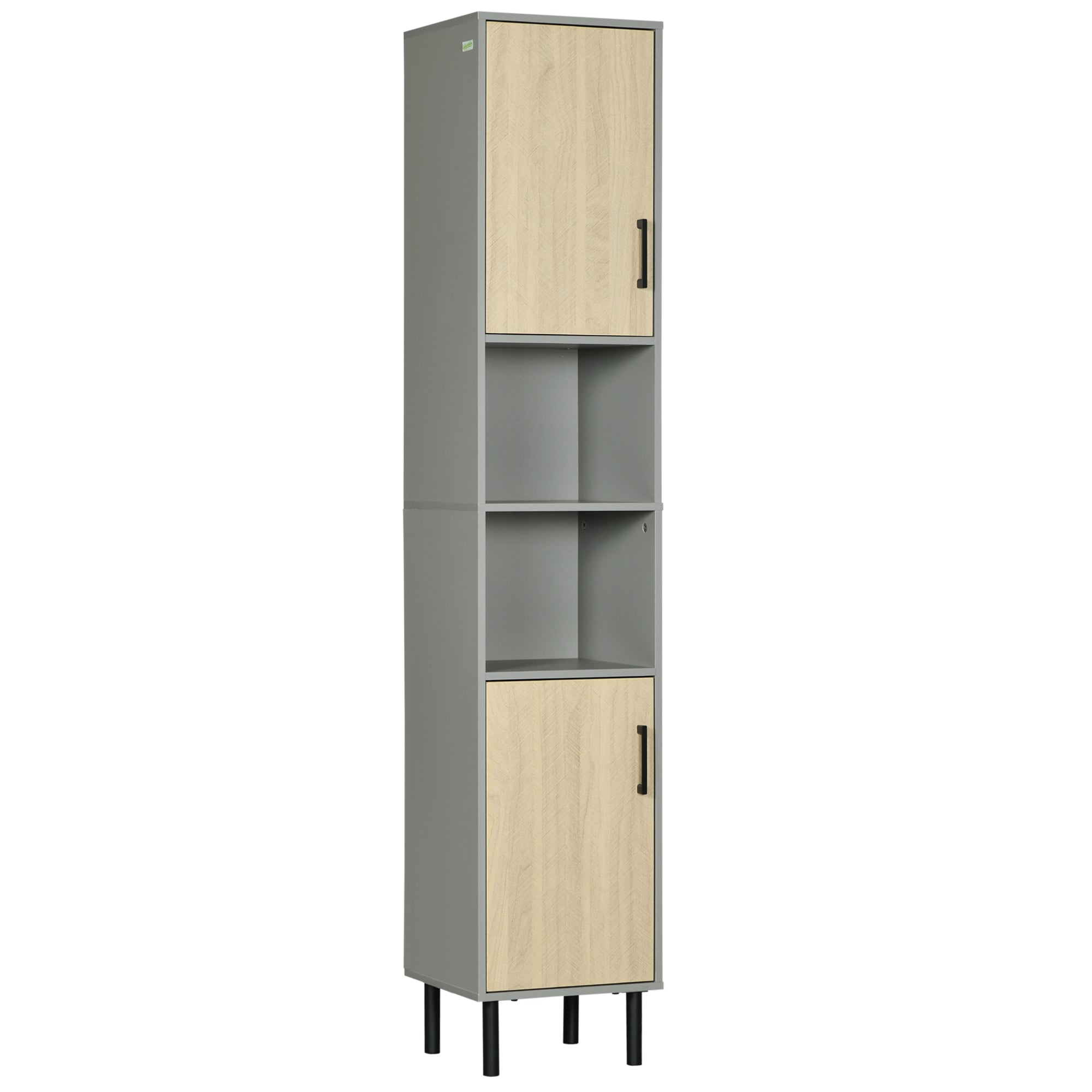 Free Standing Bathroom Cabinets, Tall Bathroom Cabinet with Door and Adjustable Shelves, 31.4x30x165cm