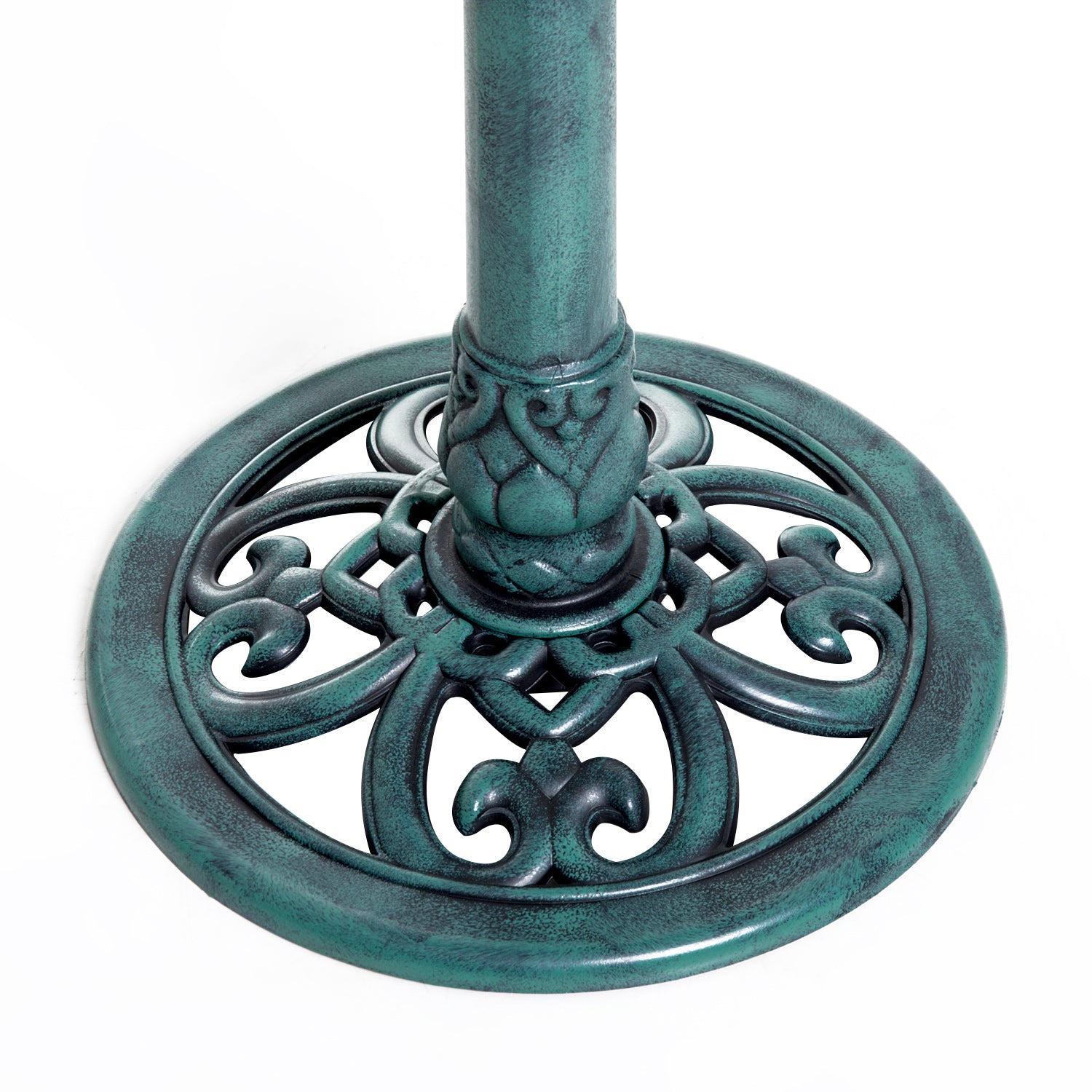 Garden Bird Bath Outdoor Decorative Feeder Stand with Scallop Pattern 50cm - Green
