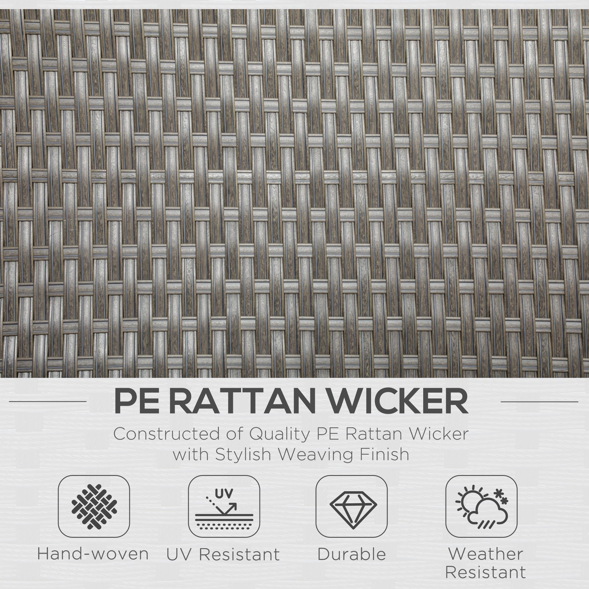 4 Piece 4 Seater Rattan Garden Furniture Set with Reclining Armchairs and Glass Table - Grey