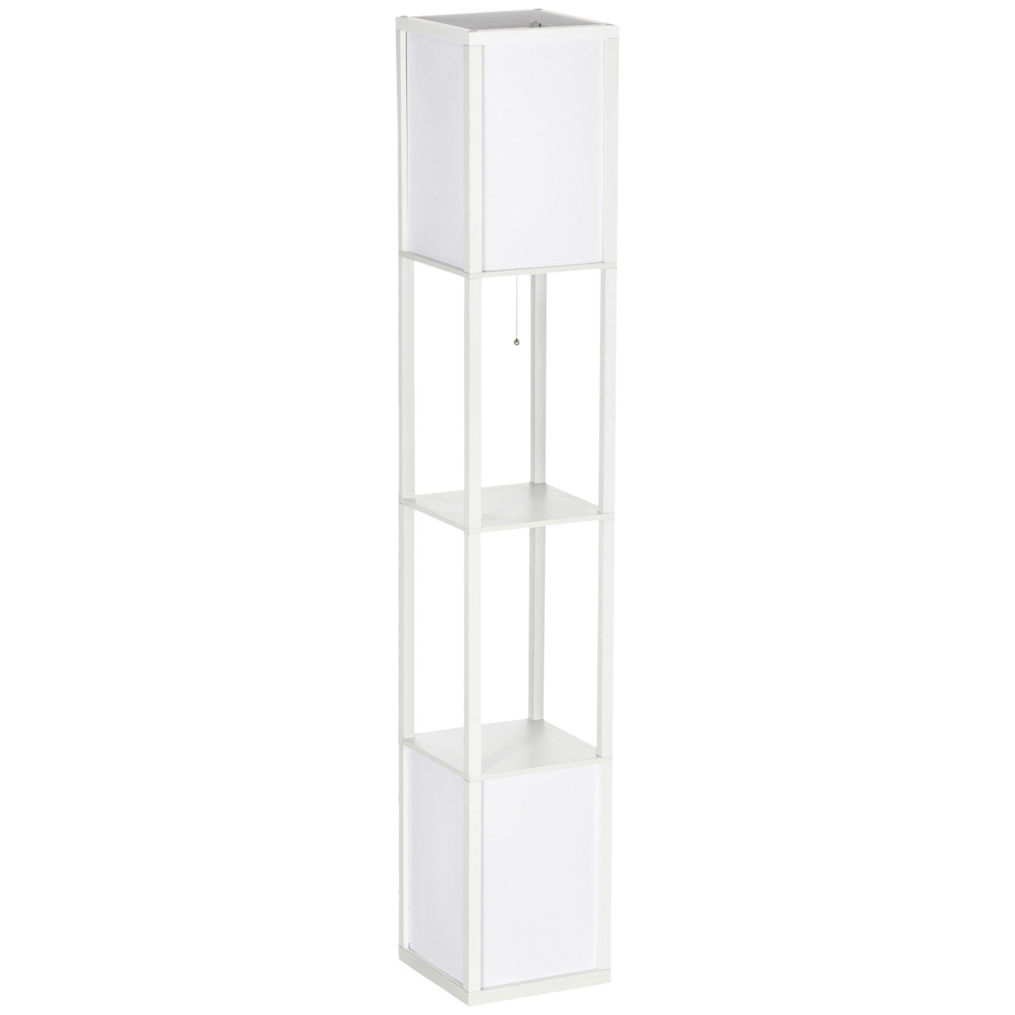 Modern Shelf Floor Lamp with Dual Ambient Light, Standing Lamp Living Room, Bedroom, 156cm, White