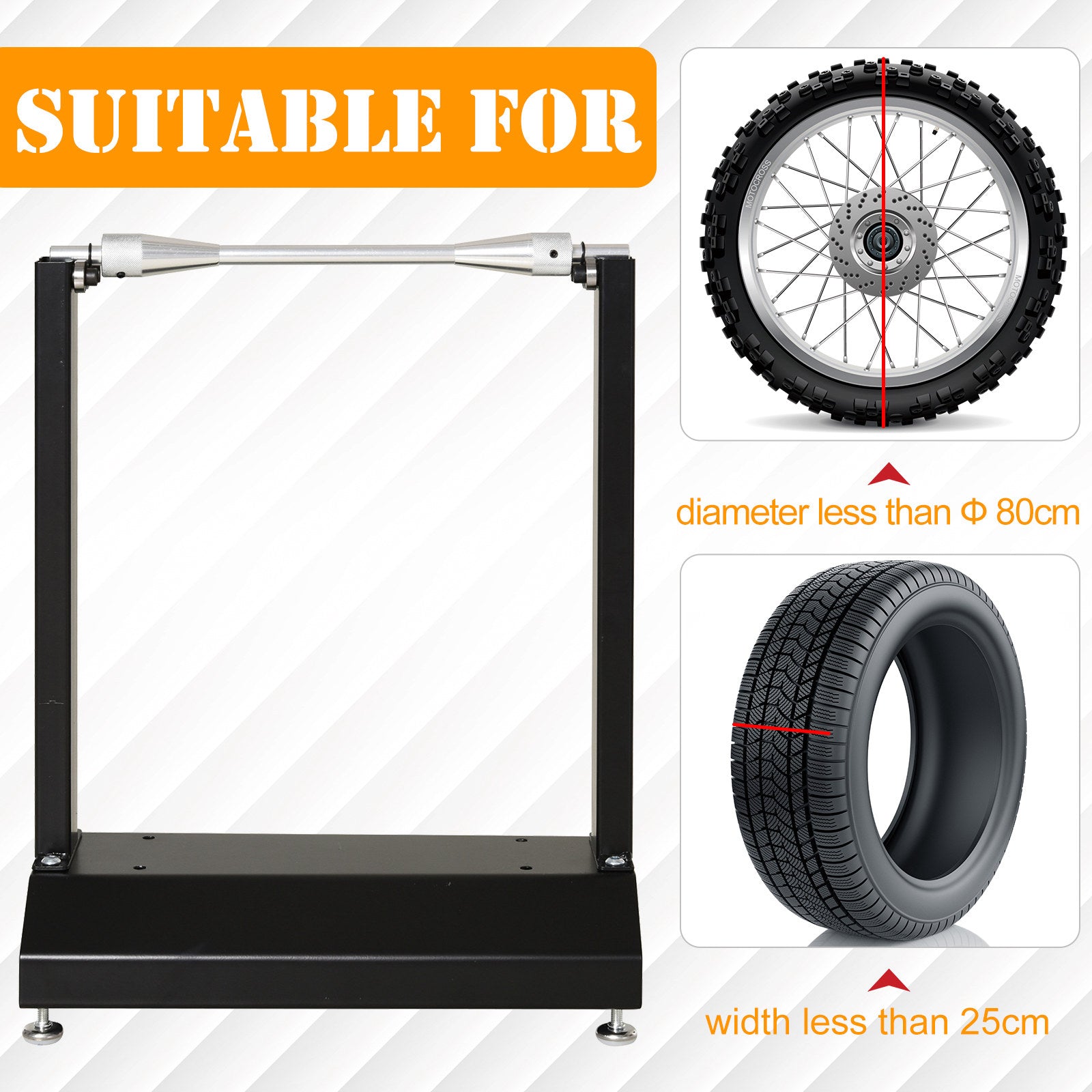Motorcycle & Bicycle Wheel Lifting Balance Stand with Rotating Adjustment - Black