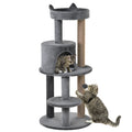 3-Tier 104 cm Deluxe Cat Tree with Scratching Posts and Play Ball - Grey