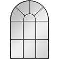 Modern Arched Wall Mirror 91 x 60 cm Window Style with Grid Pattern - Black