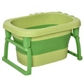 Baby Bath Tub 0-6 Years Collapsible Non-Slip with Stool Seat Crocodile Shape - Green