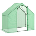 Walk-In Greenhouse Grow House with Roll-Up Door & Ventilation Window - Green