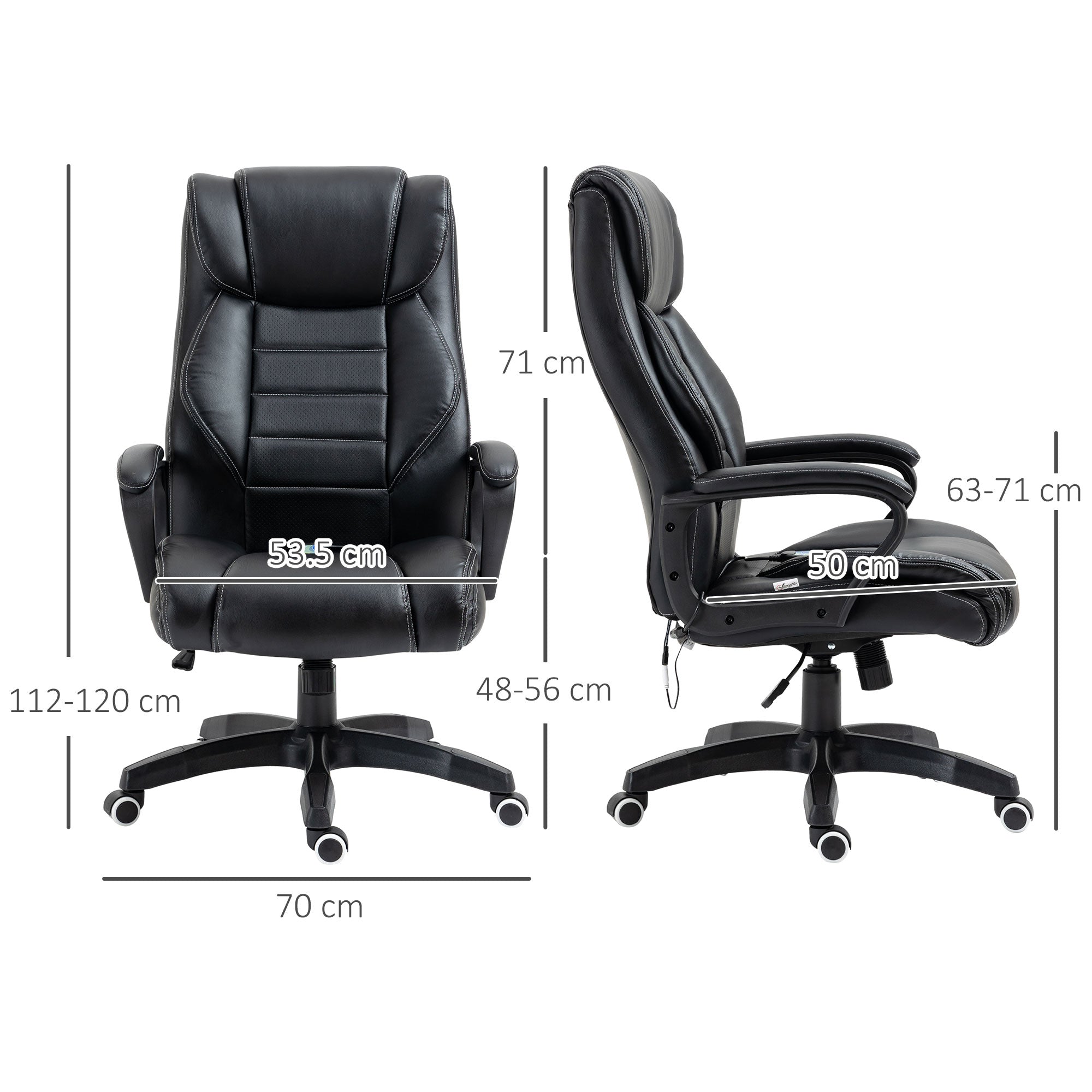 High Back Executive Office Chair 6- Point Vibration Massage Extra Padded Swivel Ergonomic Tilt Desk Seat, Black