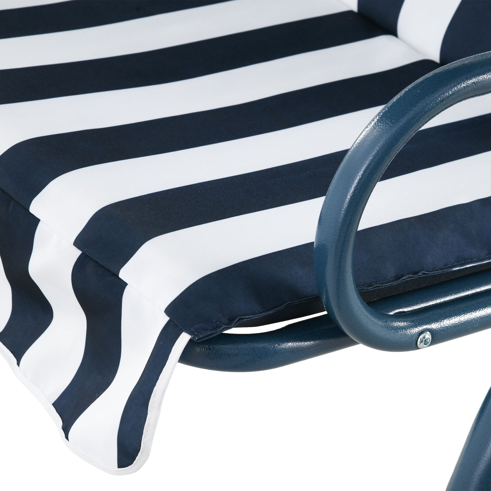 3 Seater Garden Swing Seat Chair with Adjustable Canopy and Metal Frame - Blue Stripes