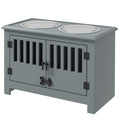 Raised Dog Feeding Station for Large Dogs with Storage Cabinet & 2 Stainless Steel Bowls - Grey