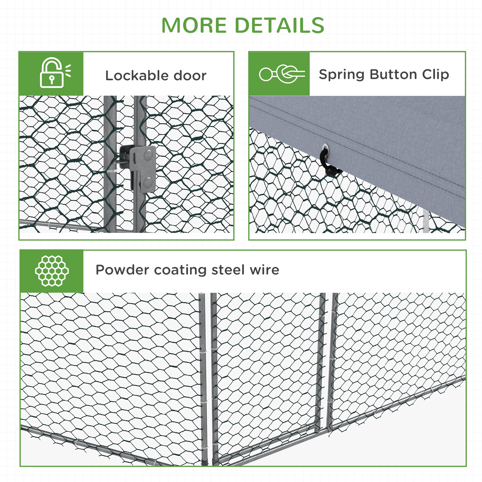 4 x 3.5 x 2.6m Chicken Coop for 10-15 Chickens, Hens, Rabbits, Ducks, Outdoor Garden Chicken Run