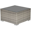 Rattan Wicker Patio Coffee Table with Tempered Glass Top 65x65 cm - Grey