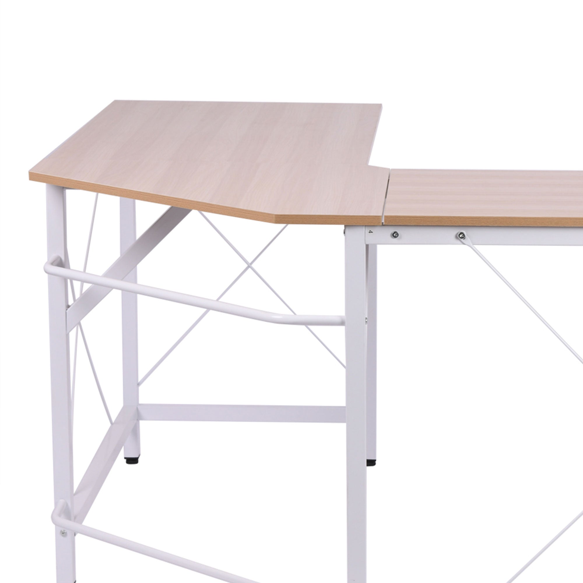 Corner Gaming Desk L-Shape Computer PC Workstation Home Office Three Worktop Writing Table 76x150cm Oak