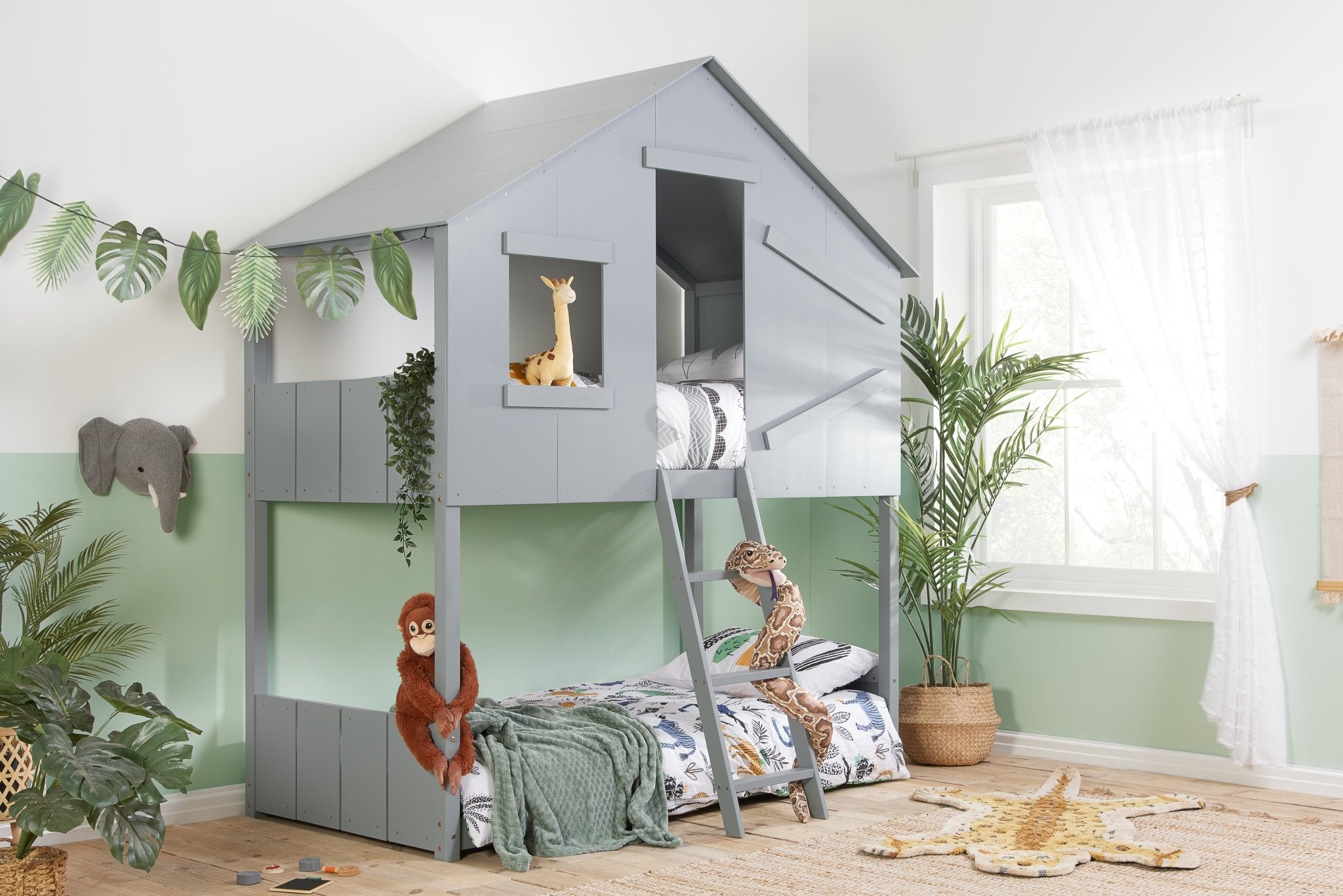 Safari Bunk Bed - Grey - Bedzy UK modern and affordable home furniture England