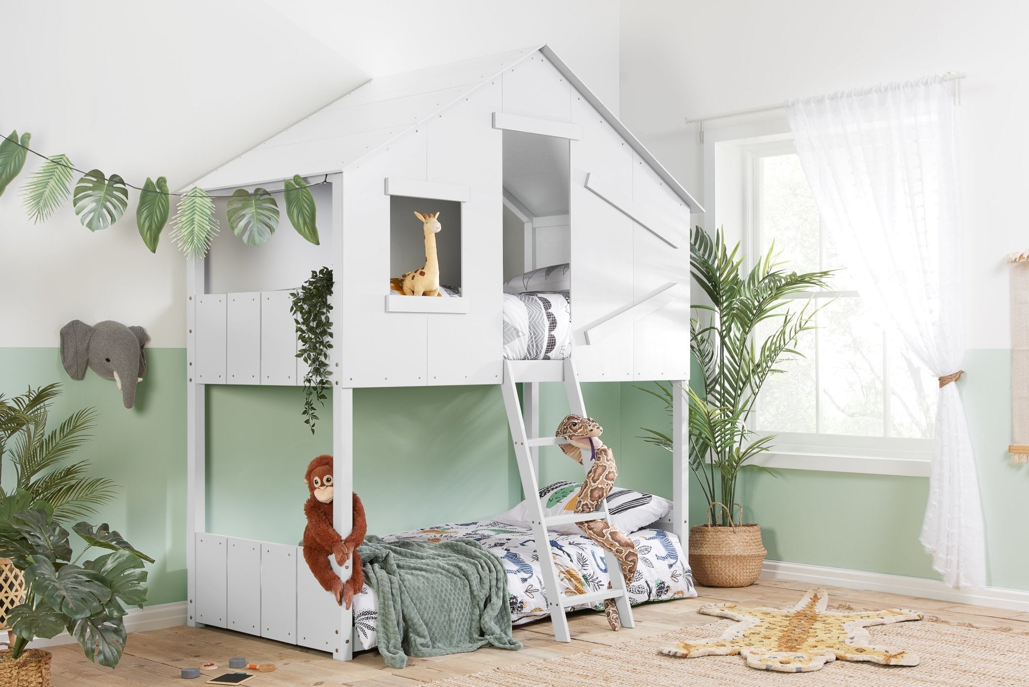 Safari Bunk Bed - White - Bedzy UK modern and affordable home furniture England