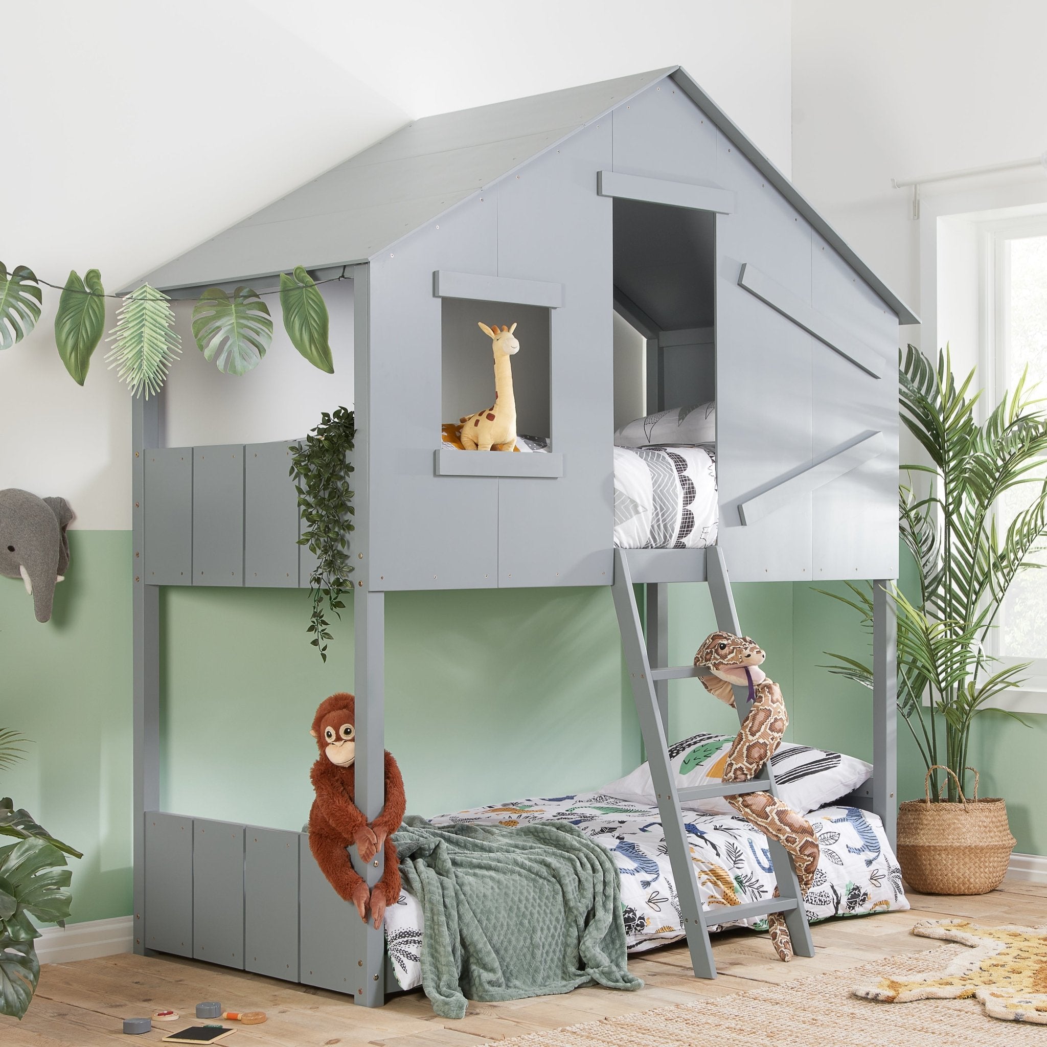 Safari Bunk Bed - Grey - Bedzy UK modern and affordable home furniture England