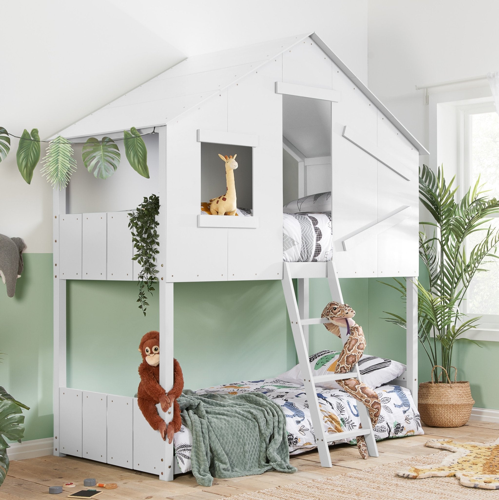 Safari Bunk Bed - White - Bedzy UK modern and affordable home furniture England