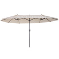 4.6m Double-Sided Garden Parasol Sun Umbrella Patio Canopy Shade - Beige NO BASE