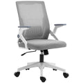 Mesh Office Chair with Lumbar Support, Flip-up Armrests, Adjustable Height & Swivel Wheels - Grey