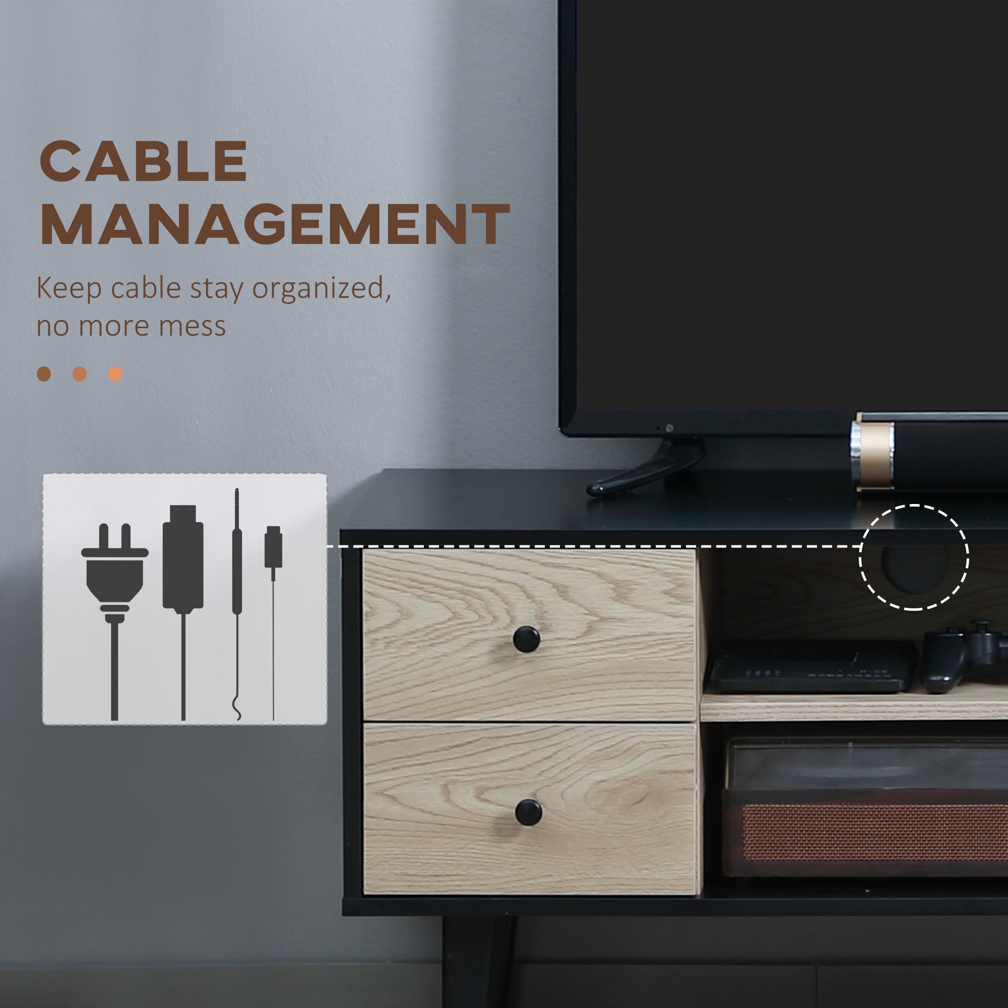 TV Unit Cabinet for TVs up to 60 Inches, TV Stand with Drawers and Adjustable Shelves for Living Room, Grey