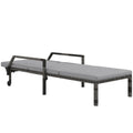 Outdoor Rattan Sun Lounger with Adjustable Backrest and Wheels - Grey