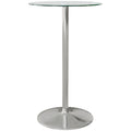 High Top Bistro Table for 2 with Tempered Glass Top and Steel Base - Clear