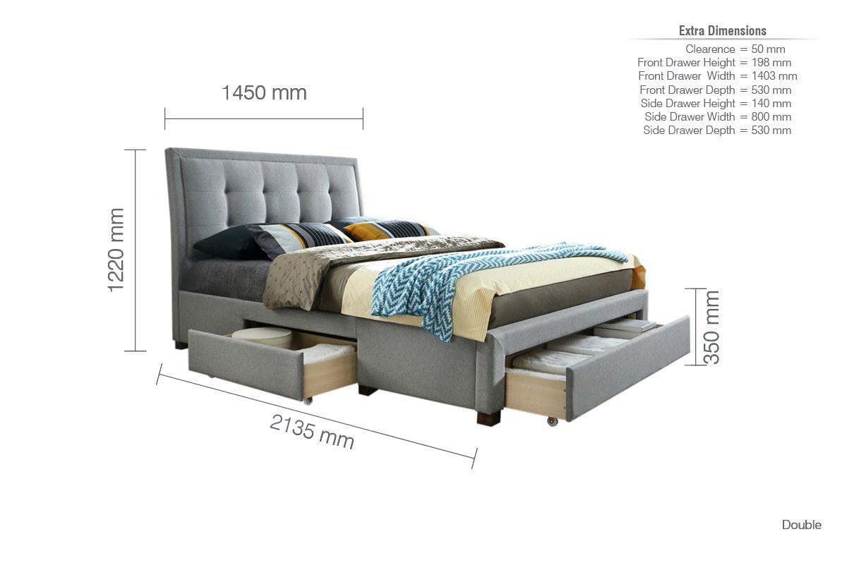 Shelby Double Bed Grey - Bedzy UK modern and affordable home furniture England