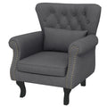 Chesterfield Tufted Wingback Accent Chair with Pillow - Dark Grey