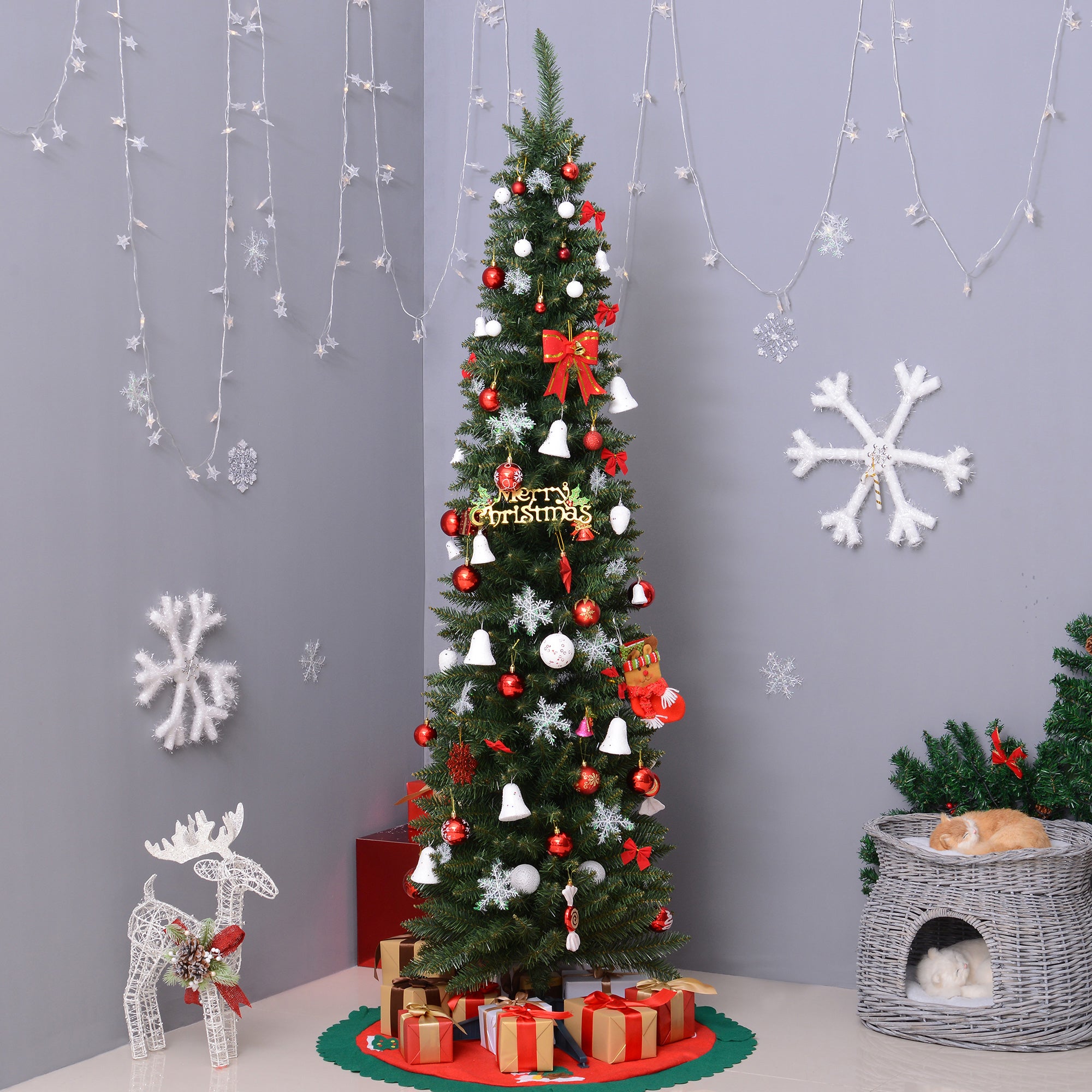 2.1m Artificial Christmas Tree Pine Tree W/Plastic Stand-Green