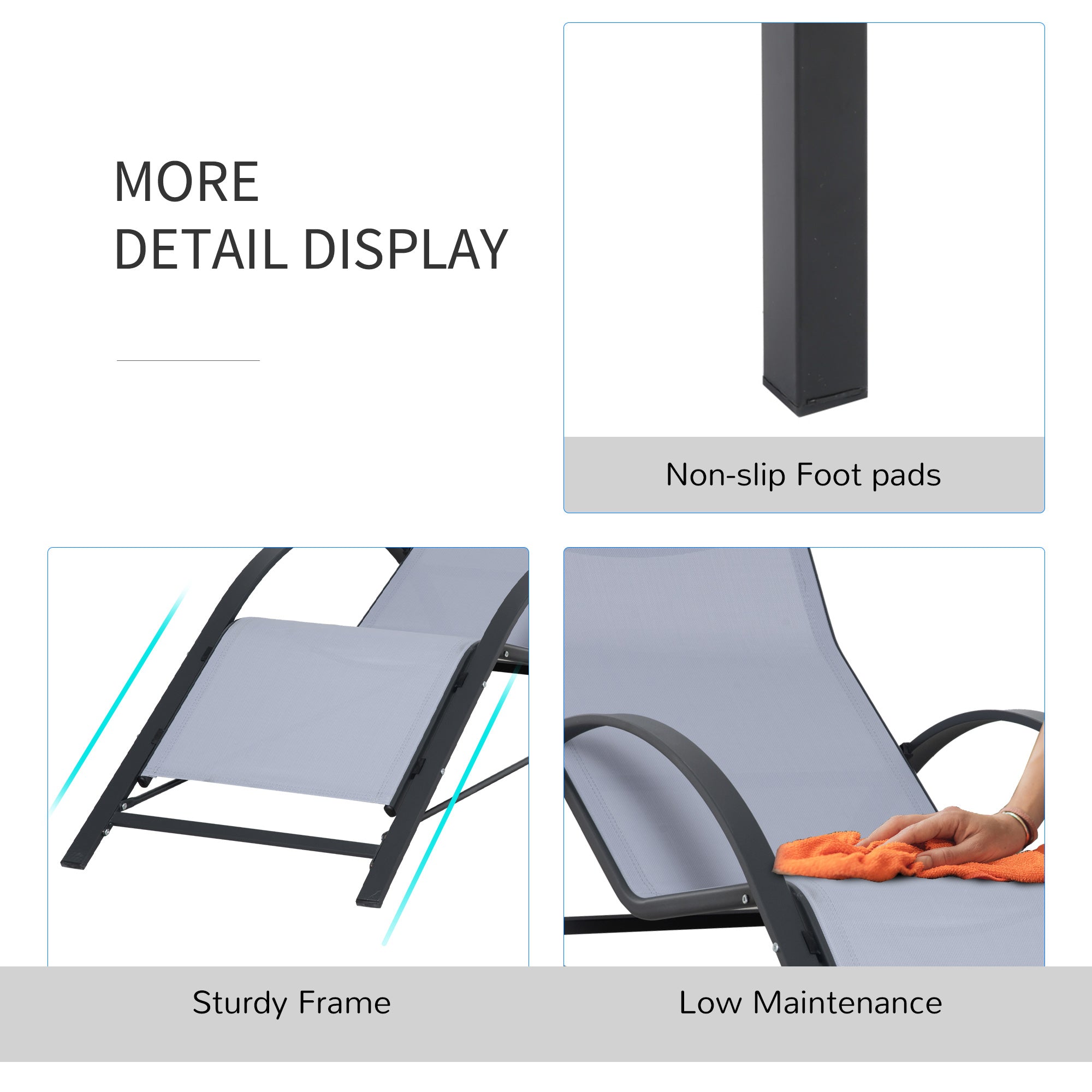 3 Piece Outdoor Recliner Lounge Set with Table - Light Grey