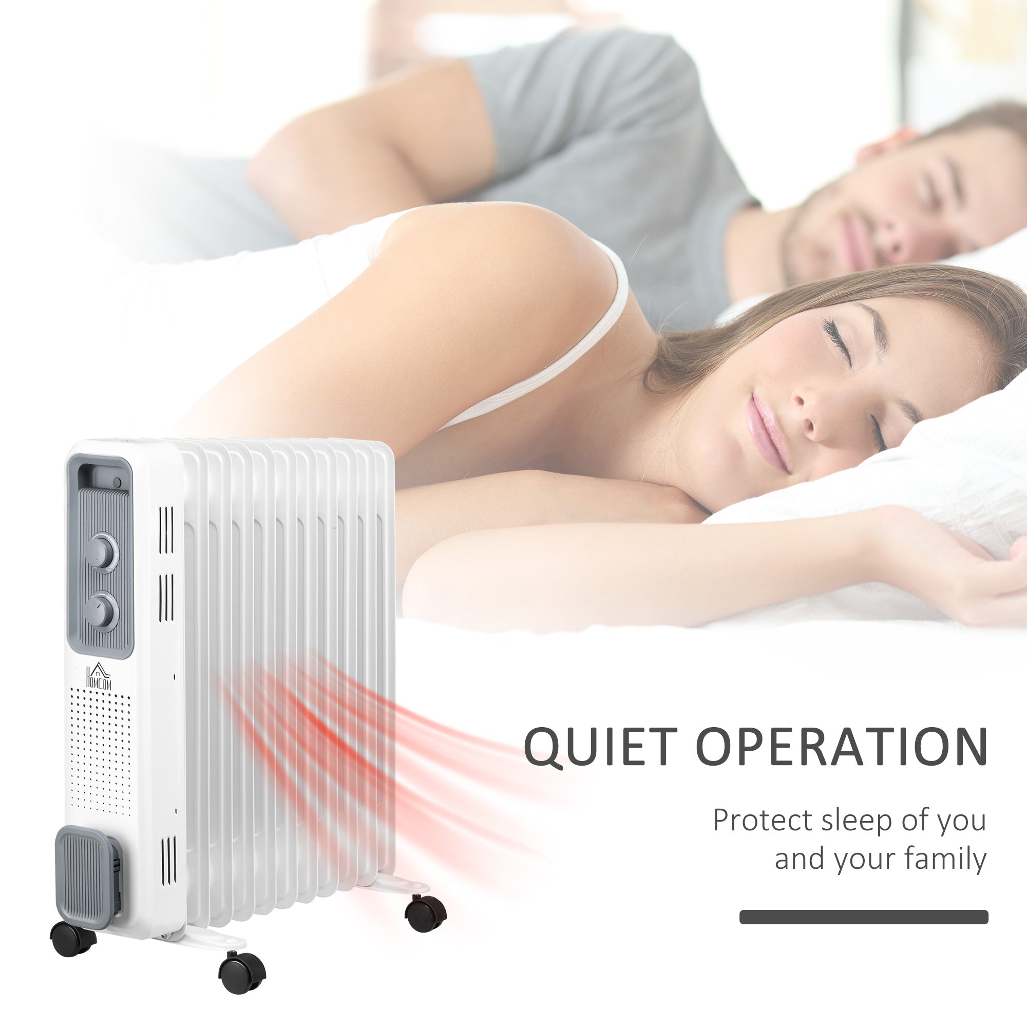 2720W Oil Filled Radiator, Portable Electric Heater w/ 3 Heat Settings, Adjustable Thermostat, Safe Power-Off, 11 Fins