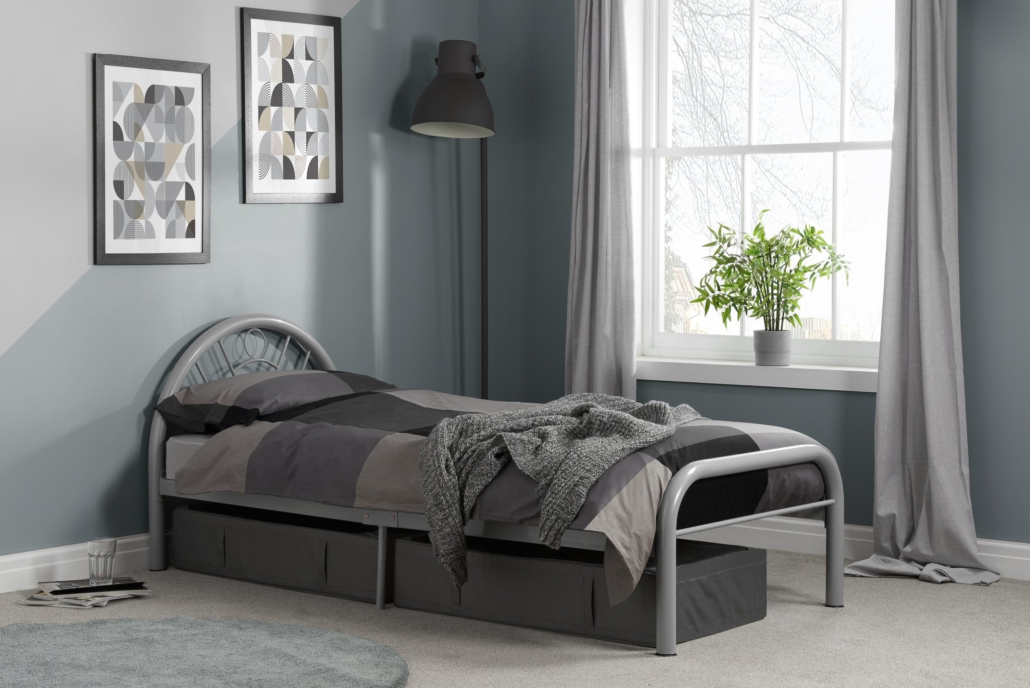 Solo Single Bed - Silver - Bedzy UK modern and affordable home furniture England