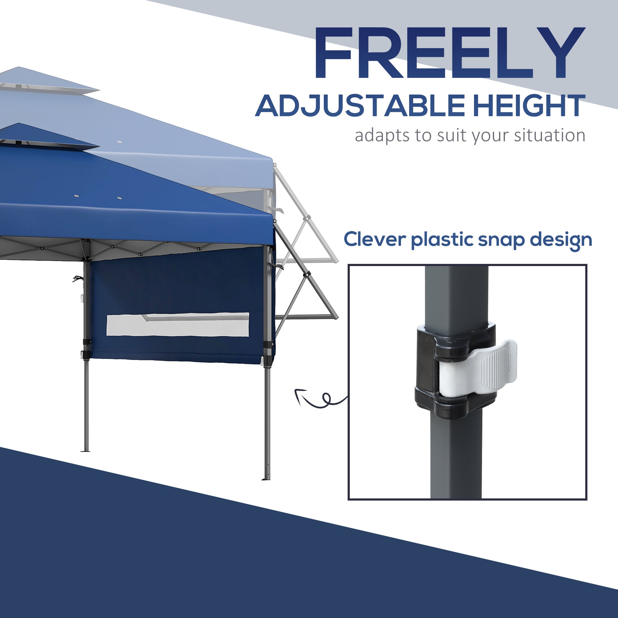 Large Pop Up Gazebo with Dual Awnings - Blue